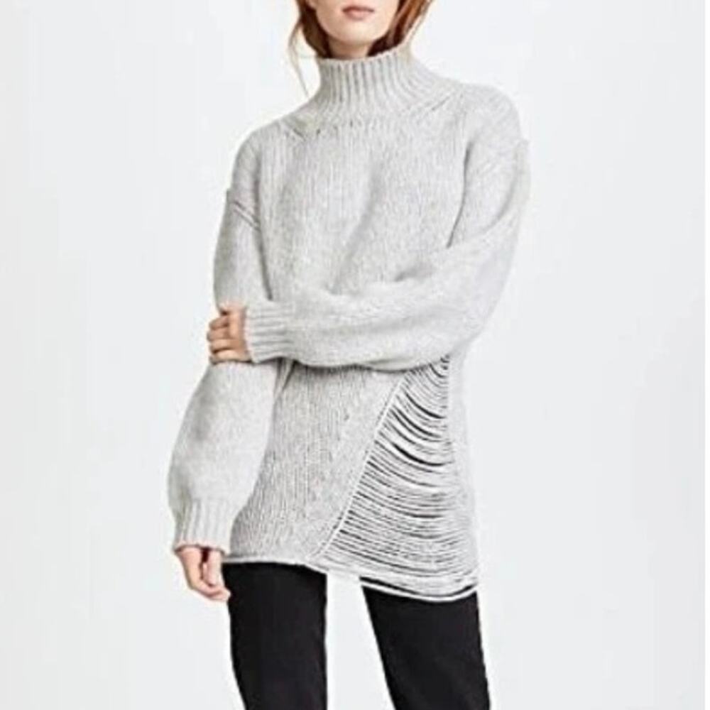 Womens IRO Vasen Alpaca/Wool Blend Turtleneck Sweater Light Grey Size S EUC!